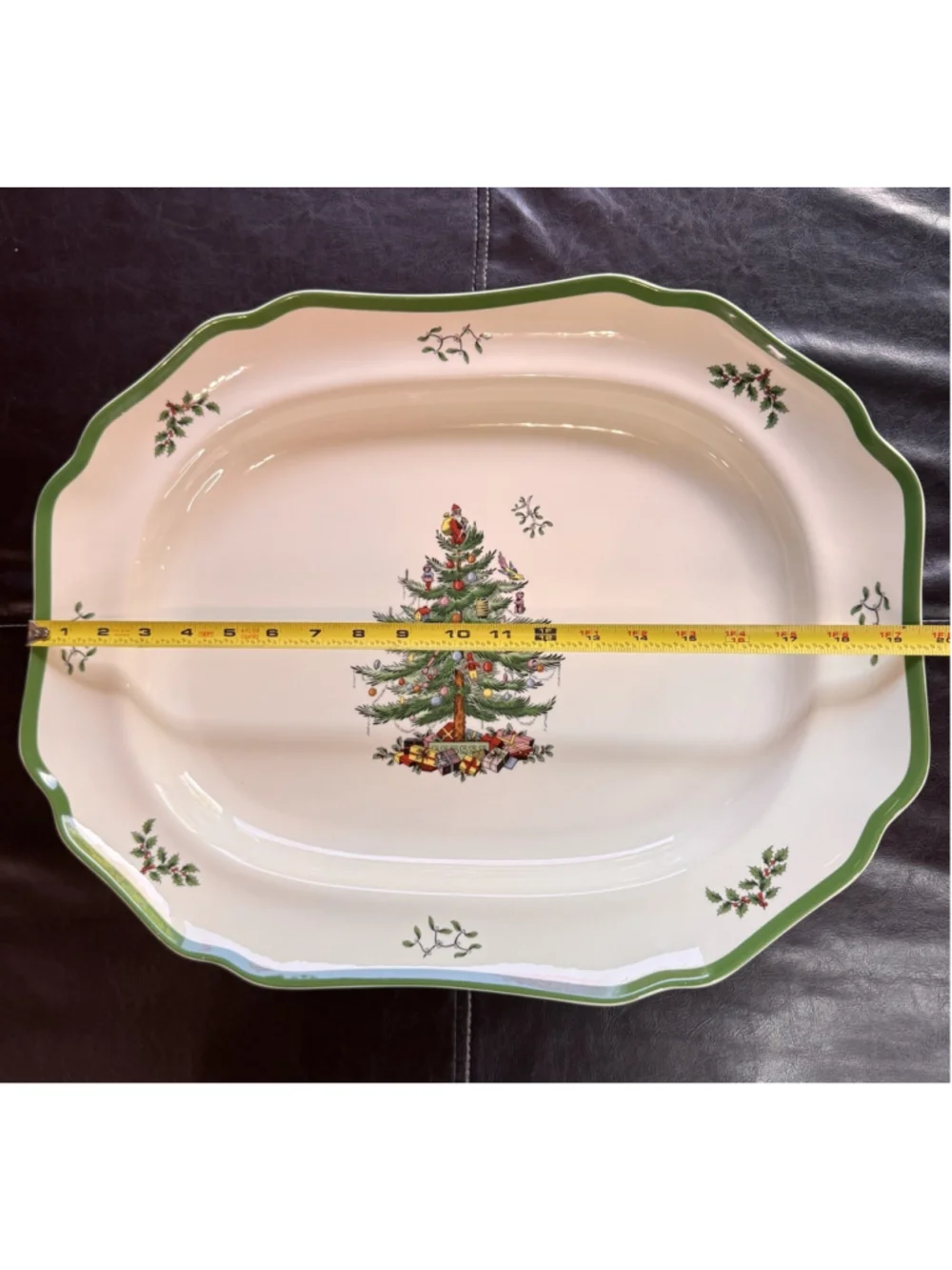 New Spode Christmas Tree Fine Porcelain Sculpted Platter Extra Large 19.5”x 15”